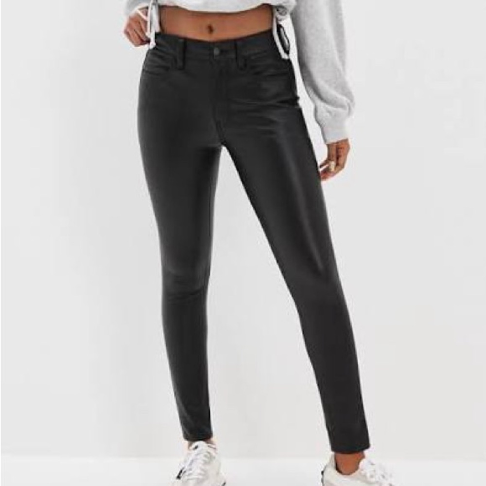 American Eagle Outfitters Black leather Super Stretch Pants